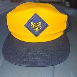 Yellow and Navy Men's Fox Patch Cap